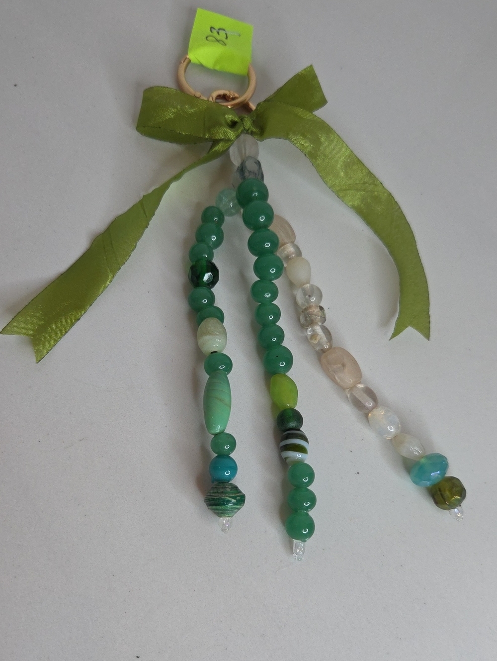 83 - Green Beaded Tassel Bag Charm